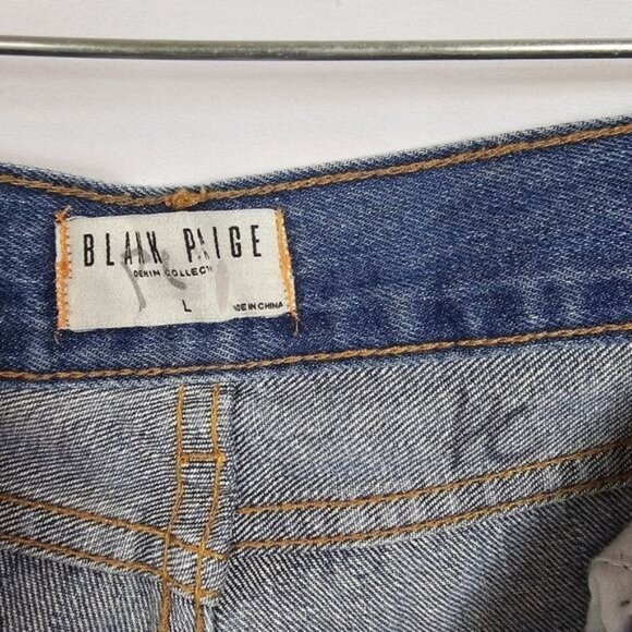 Blank Paige Cotton Jeans Sz L Tapered Leg Distressed Denim Casual High Waist - Picture 6 of 7